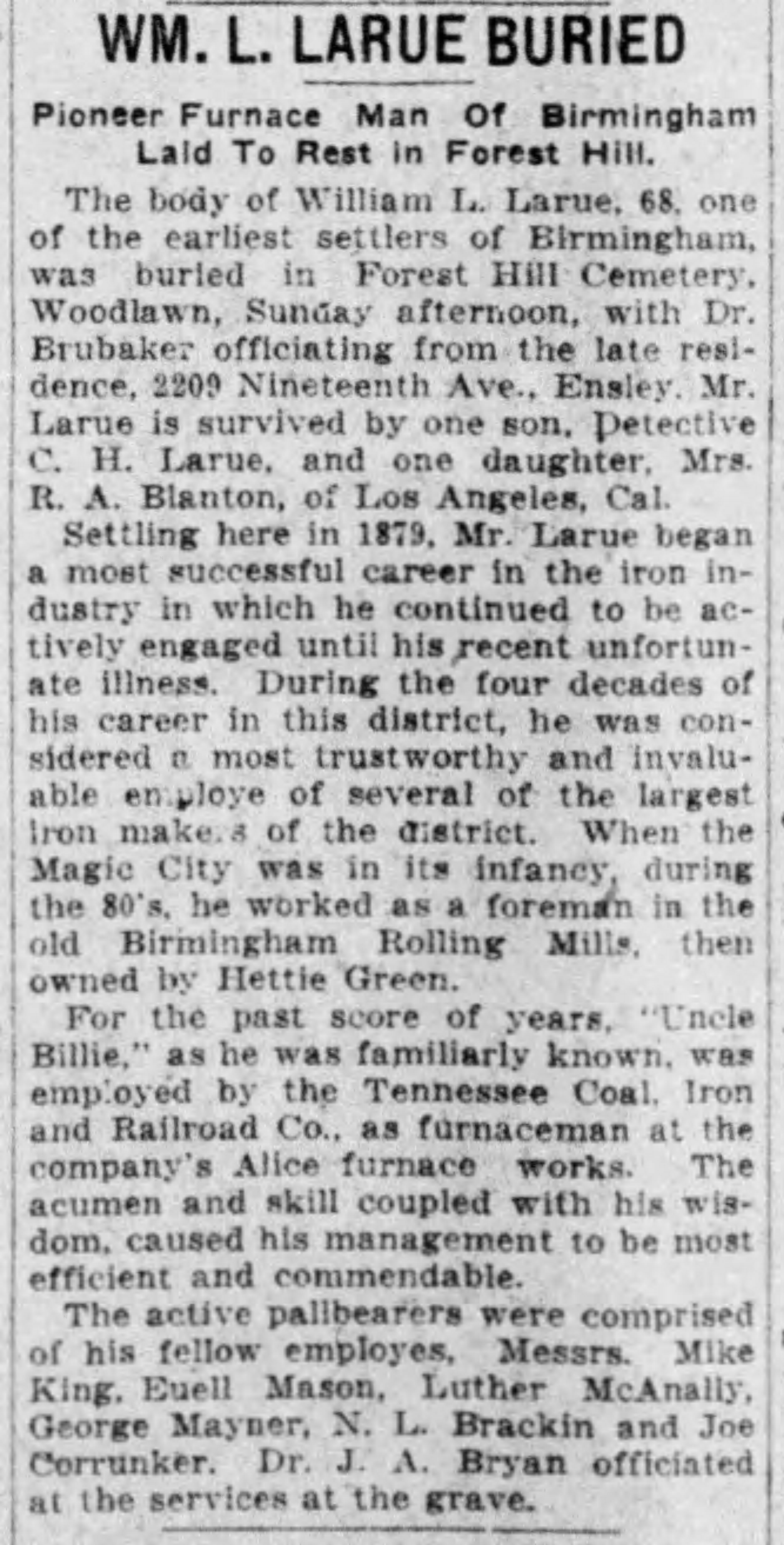 William L. Larue obituary